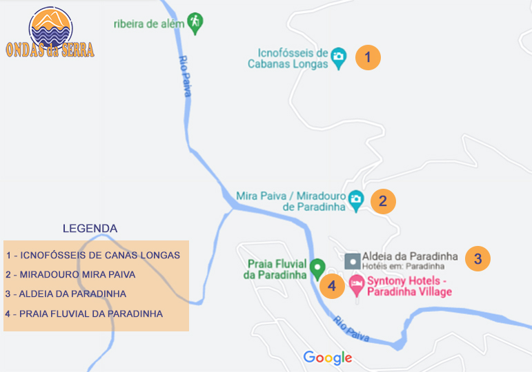 Mapa do Geossítio G37 - Icnofósseis de Cabanas Longas - Paradinha - Alvarenga - Arouca
