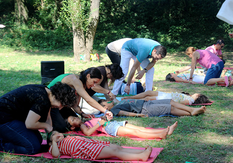 Pilates para pais e filhos e conversa sobre bem-estar na Casa dos Choupos