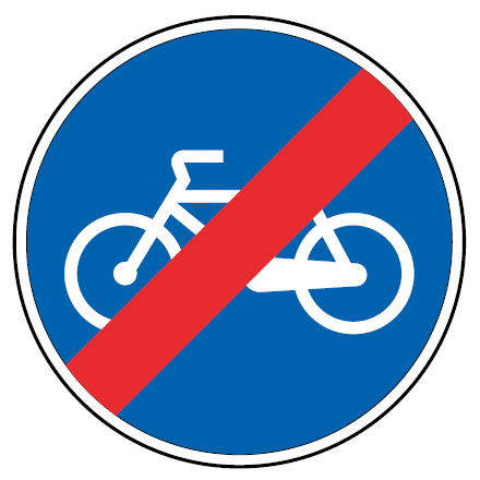 Sinal de trânsito de fim de pista obrigatória para velocípedes Sinal de trânsito de fim de pista obrigatória para velocípedes