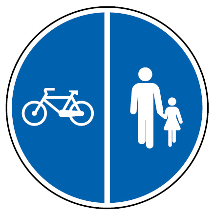Sinal de trânsito de pista obrigatória para peões e velocípedes (com separação) Sinal de trânsito de pista obrigatória para peões e velocípedes (com separação)