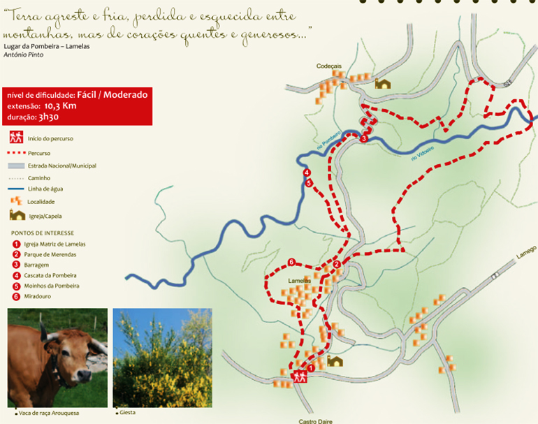 Mapa do PR8 - Trilho da Pombeira - Lamelas - Castro Daire
