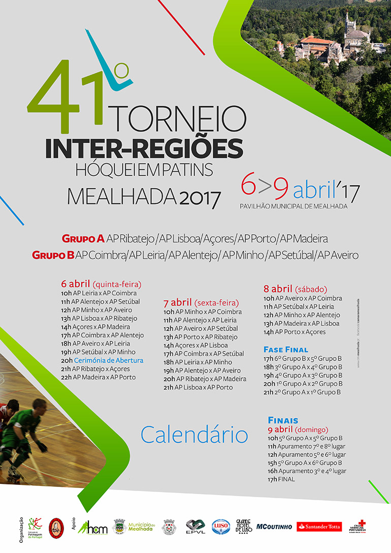 Torneio inter-regiões de hóquei em patins na Mealhada - cartaz dos jogos